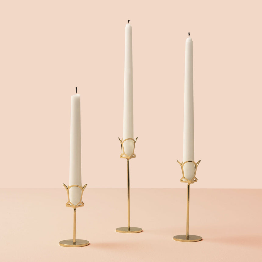 3 Piece Gold Taper Candle Holder Set Style Me Pretty Candle 34988