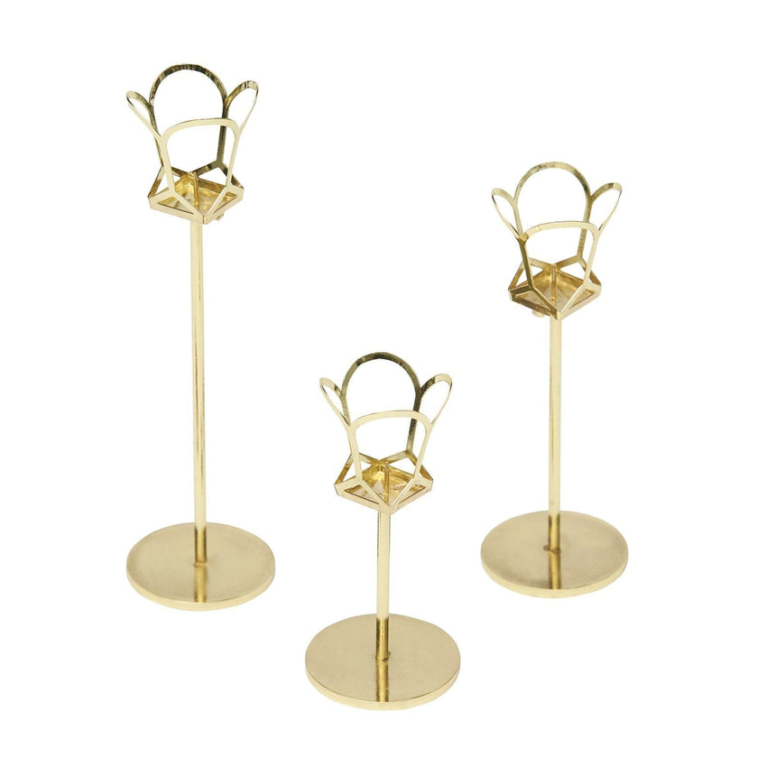 3 Piece Gold Taper Candle Holder Set Style Me Pretty Candle 34988