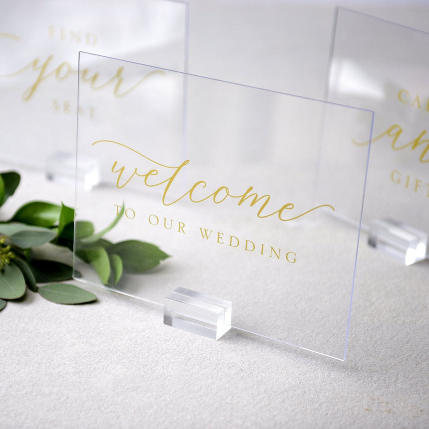 Clear and Gold Foil Sign Set - 3 Count Style Me Pretty Sign 36159