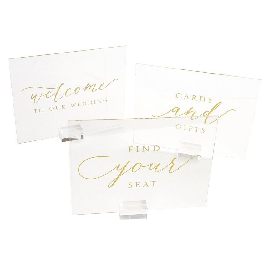 Clear and Gold Foil Sign Set - 3 Count Style Me Pretty Sign 36159