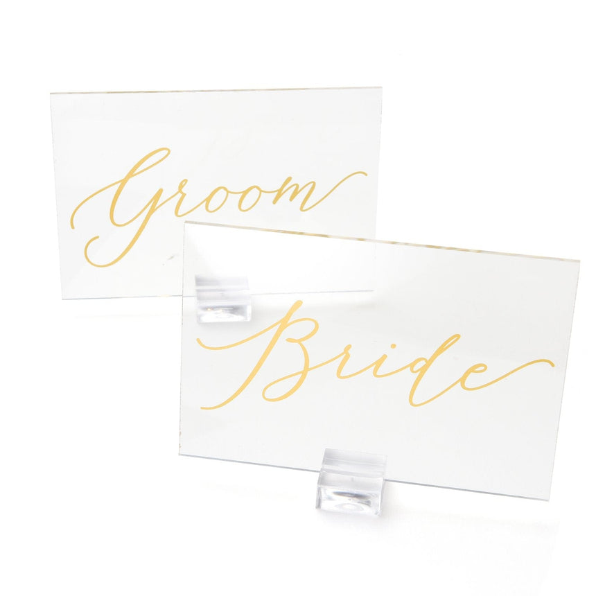 Clear & Gold Foil Bride & Groom Wedding Sign Set Style Me Pretty Sign 36161