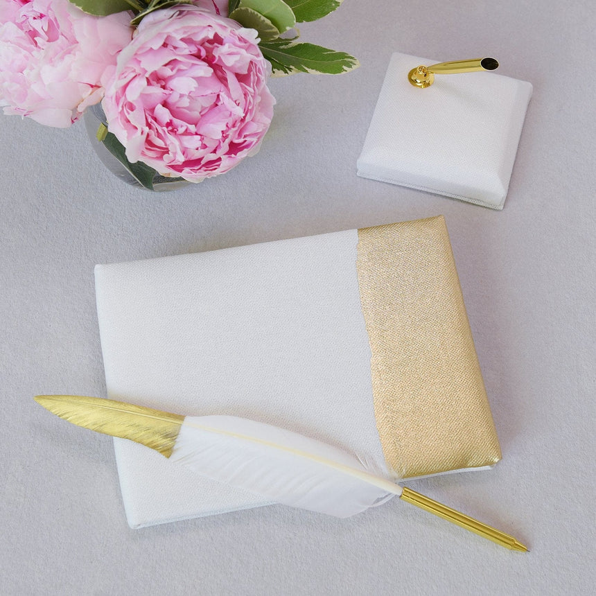 Gold Dipped Wedding Guest Book with Pen Style Me Pretty Guest Book 41837