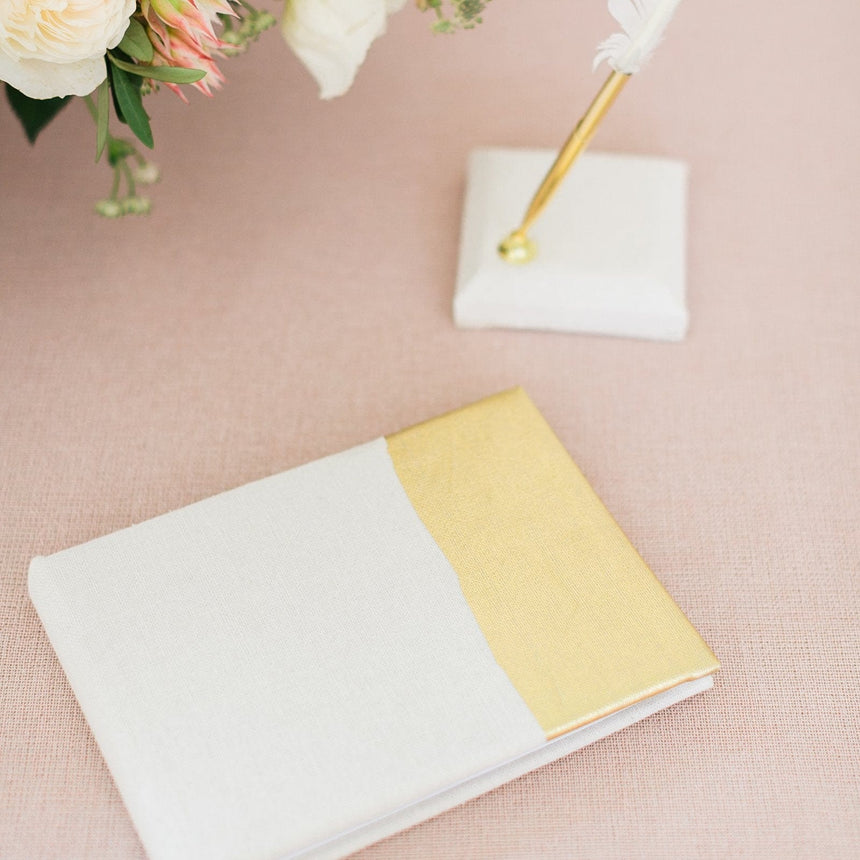 Gold Dipped Wedding Guest Book with Pen Style Me Pretty Guest Book 41837