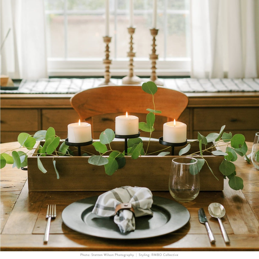 Wood Tray with Candle Stands Style Me Pretty Candle Holder 42088