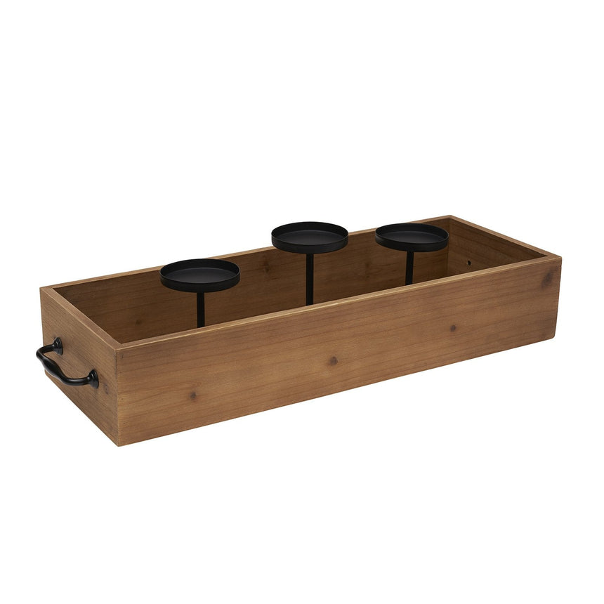 Wood Tray with Candle Stands Style Me Pretty Candle Holder 42088