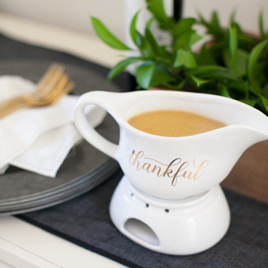 Thankful Gravy Boat with Warming Stand Style Me Pretty 42152