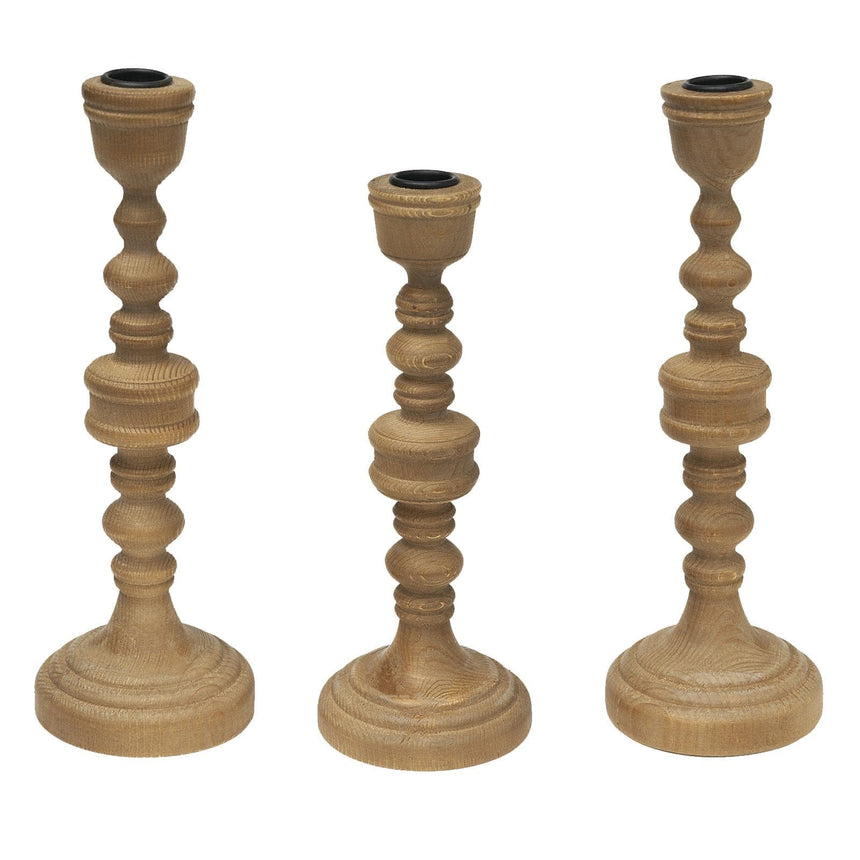 3 Pieces Taper Wood Candlestick Set Style Me Pretty Candle 44680