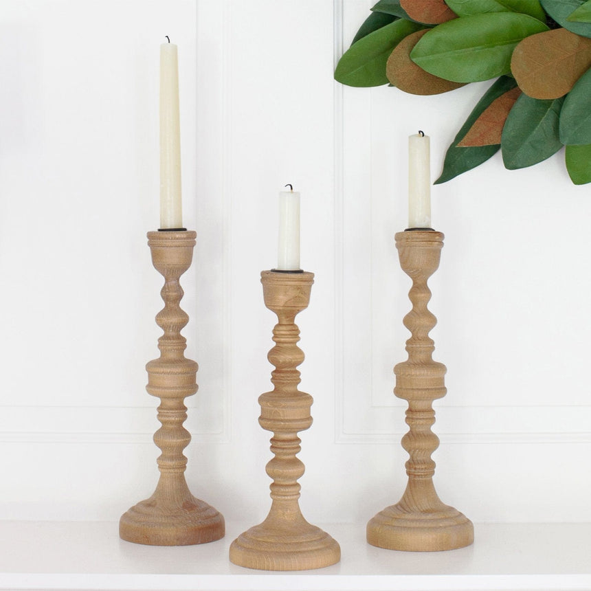 3 Pieces Taper Wood Candlestick Set Style Me Pretty Candle 44680