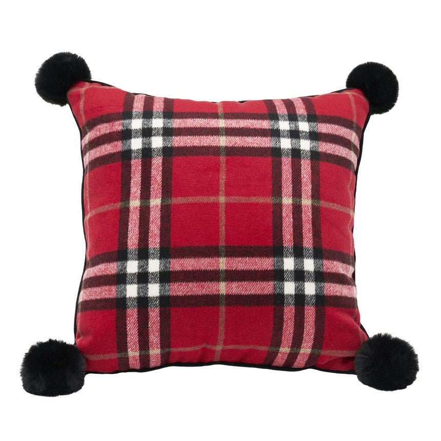 Traditional Plaid with Poms Throw Pillow Style Me Pretty Pillow 45406