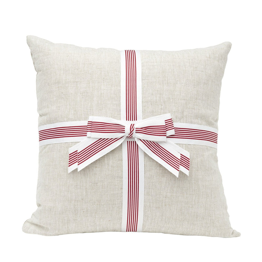 Red Stripe Bow Throw Pillow Style Me Pretty Pillow 45409