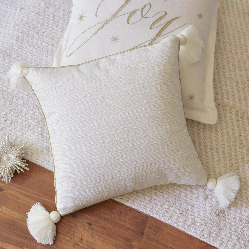 Cream and Gold with Tassels Throw Pillow Style Me Pretty Pillow 45544