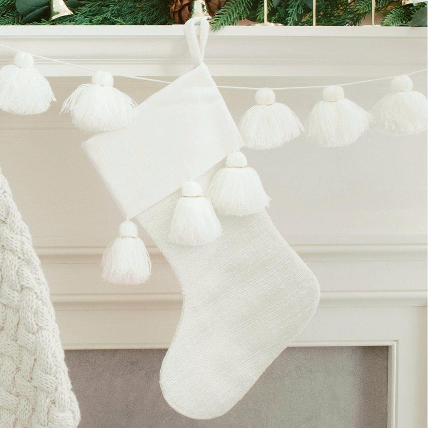 Glam Cream Tassels Stocking Style Me Pretty Holiday Stockings 45609