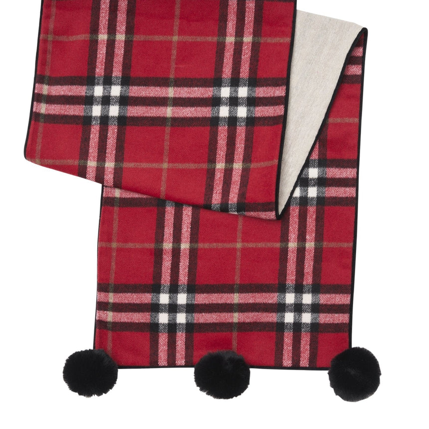 Traditional Red Plaid Pom Table Runner Style Me Pretty Table Runner 46331