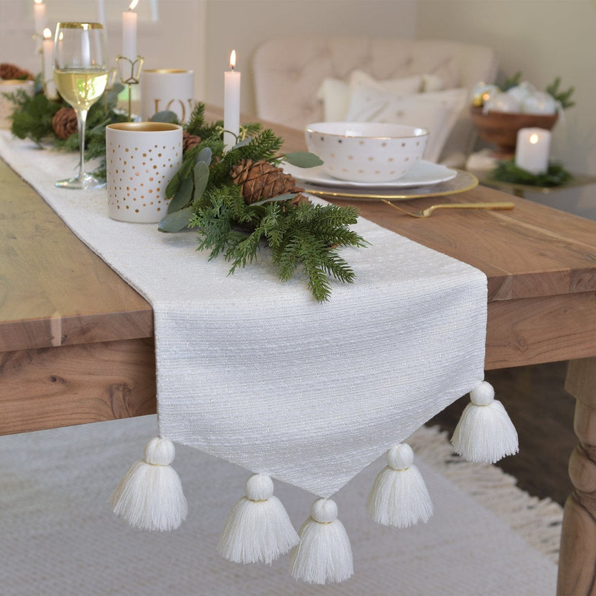 Cream and Gold with Tassels Table Runner Style Me Pretty Table Runner 46332