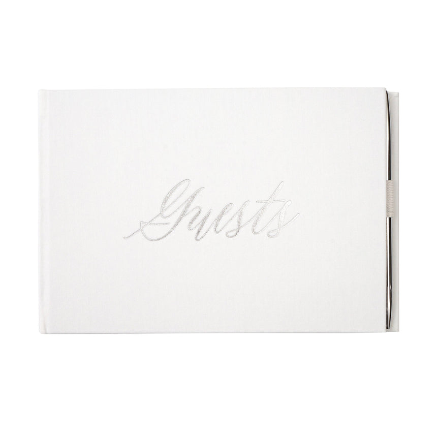 Script Silver Guest Book with Pen Style Me Pretty Guest Book 56709